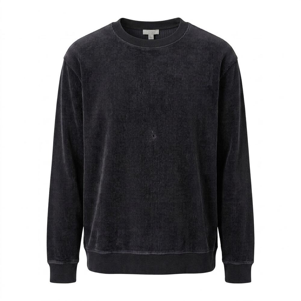 COS Washed Black Ribbed Knit Crewneck Sweater Solid Long Sleeve Men Size XL